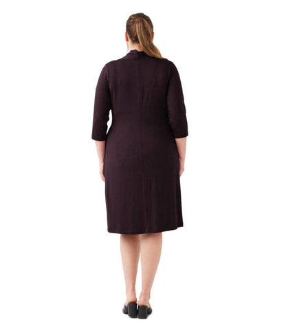 Plus Size 3/4 Sleeve Cascade Wrap Dress