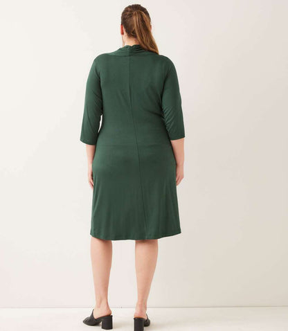 Plus Size 3/4 Sleeve Cascade Wrap Dress
