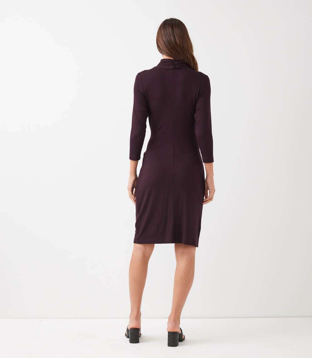 Petite Size 3/4 Sleeve Cascade Wrap Dress