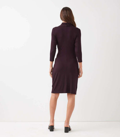 Petite Size 3/4 Sleeve Cascade Wrap Dress