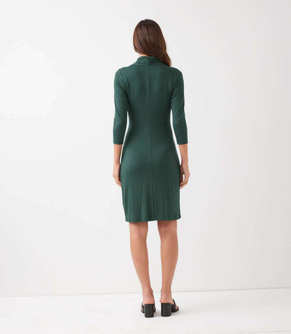 3/4 Sleeve Cascade Wrap Dress