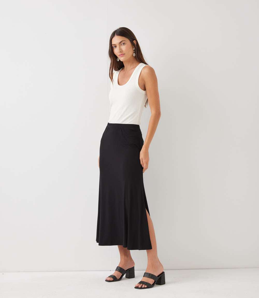 Petite Size Side-Slit Midi Skirt