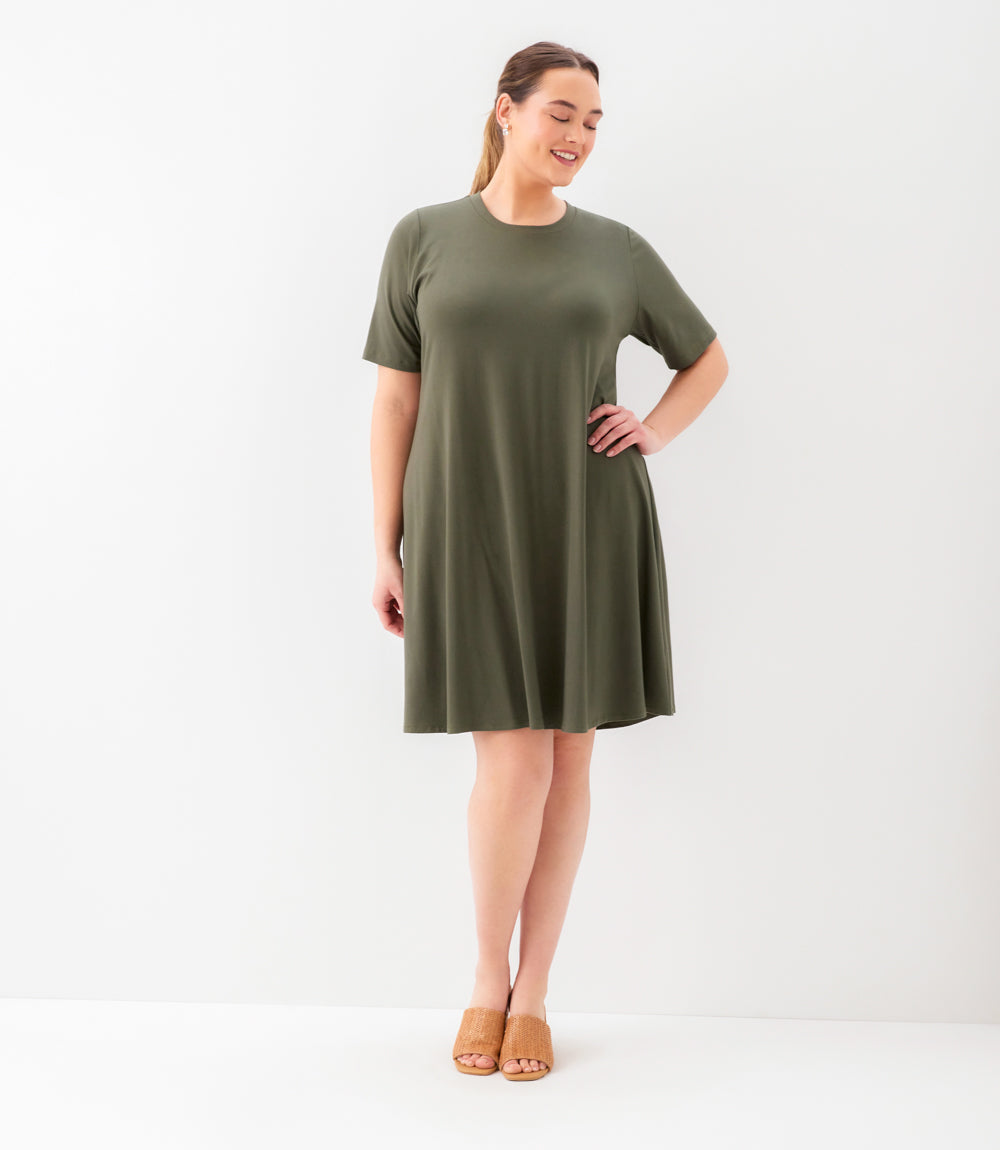 Plus Size Short Sleeve A-Line Dress