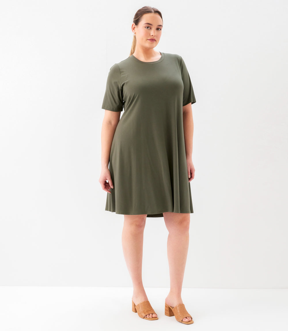Plus Size Short Sleeve A-Line Dress