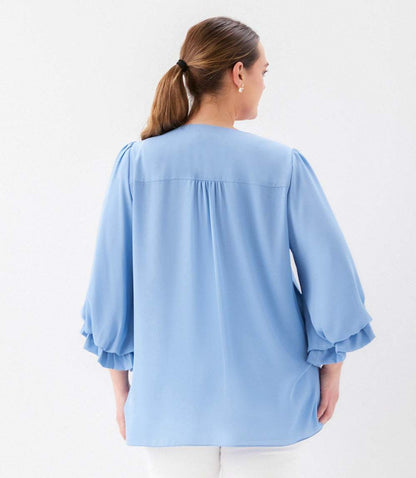 Plus Size Layered Sleeve Asymmetric Top