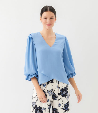 Layered Sleeve Asymmetric Top