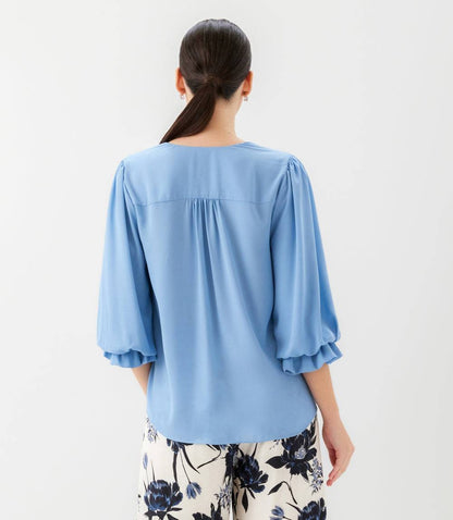 Petite Size Layered Sleeve Asymmetric Top