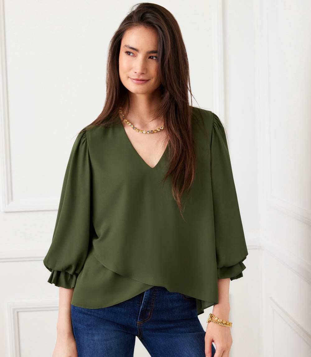 Layered Sleeve Asymmetric Top