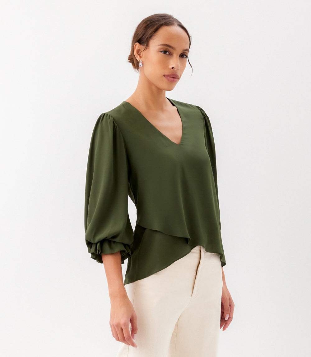 Layered Sleeve Asymmetric Top