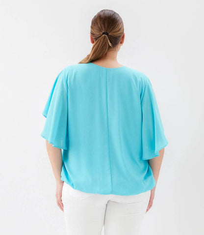 Plus Size Flutter Sleeve V-Neck Top