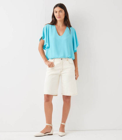 Flutter Sleeve V-Neck Top
