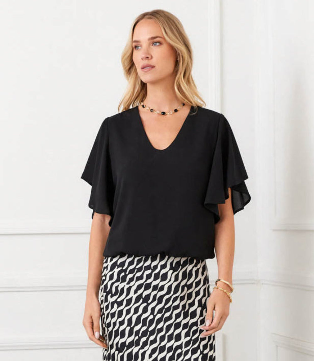 Flutter Sleeve V-Neck Top