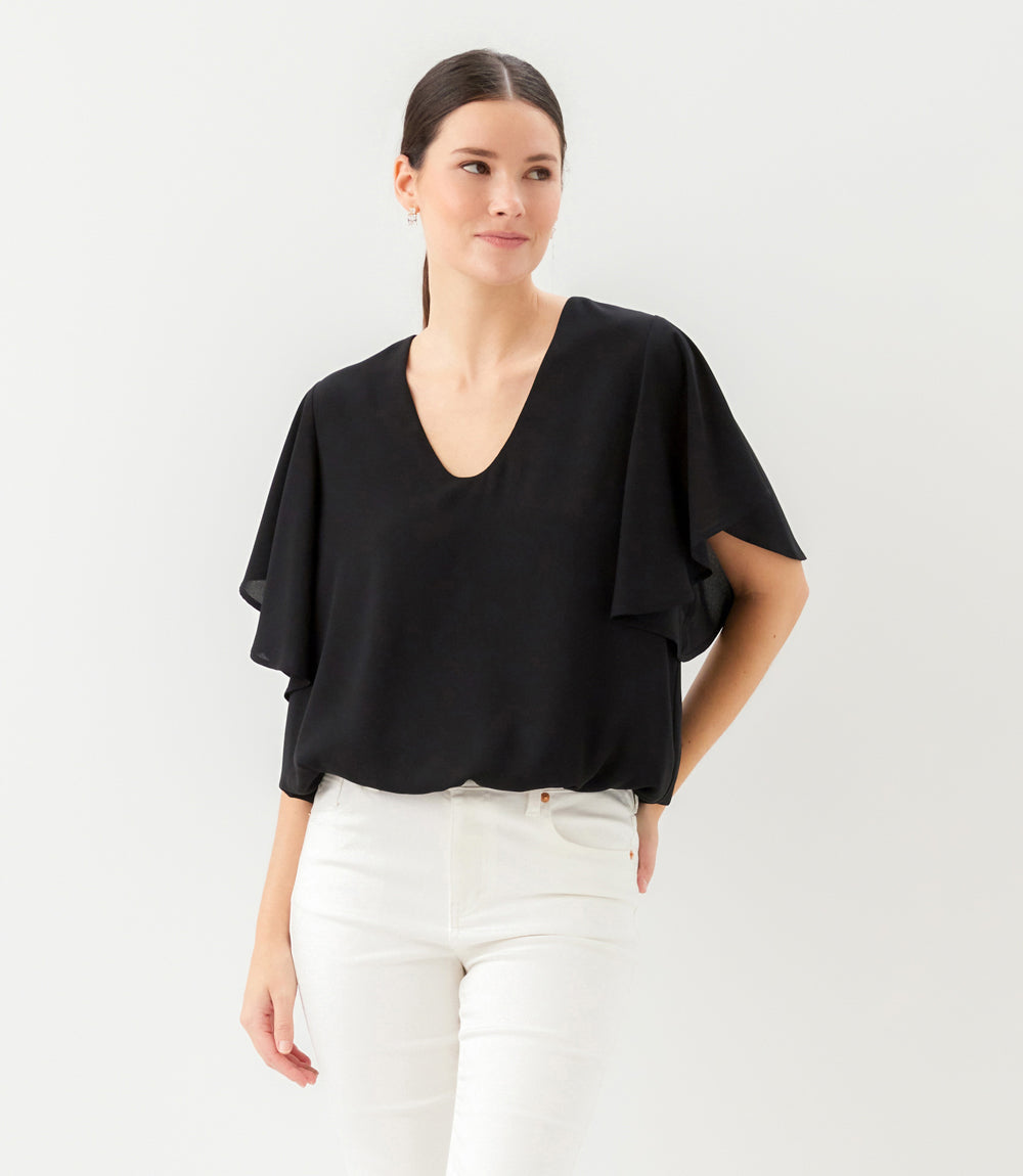 Flutter Sleeve V-Neck Top