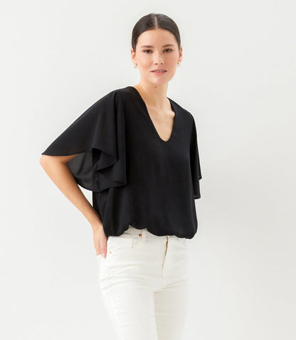 Flutter Sleeve V-Neck Top