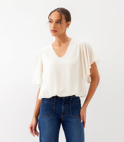 Flutter Sleeve V-Neck Top