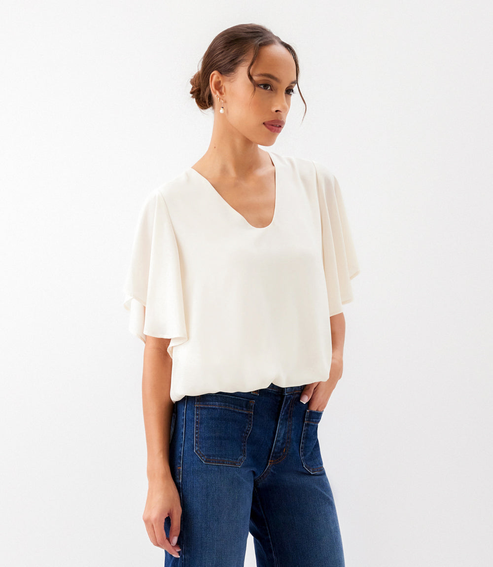 Flutter Sleeve V-Neck Top