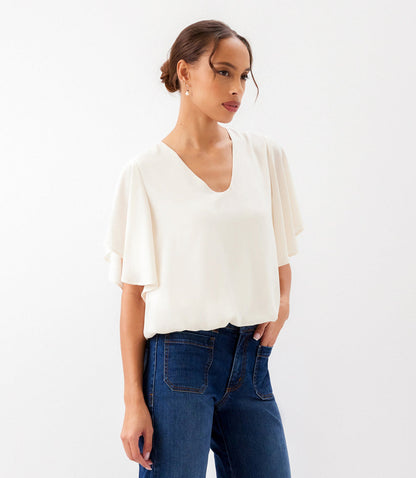 Flutter Sleeve V-Neck Top