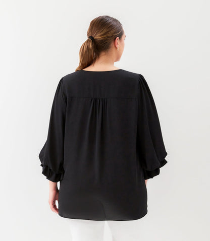 Plus Size Layered Sleeve Asymmetric Top