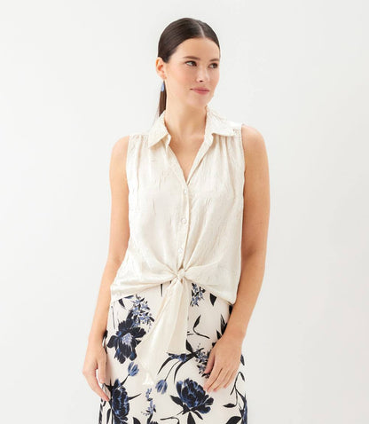 Sleeveless Tie-Front Top