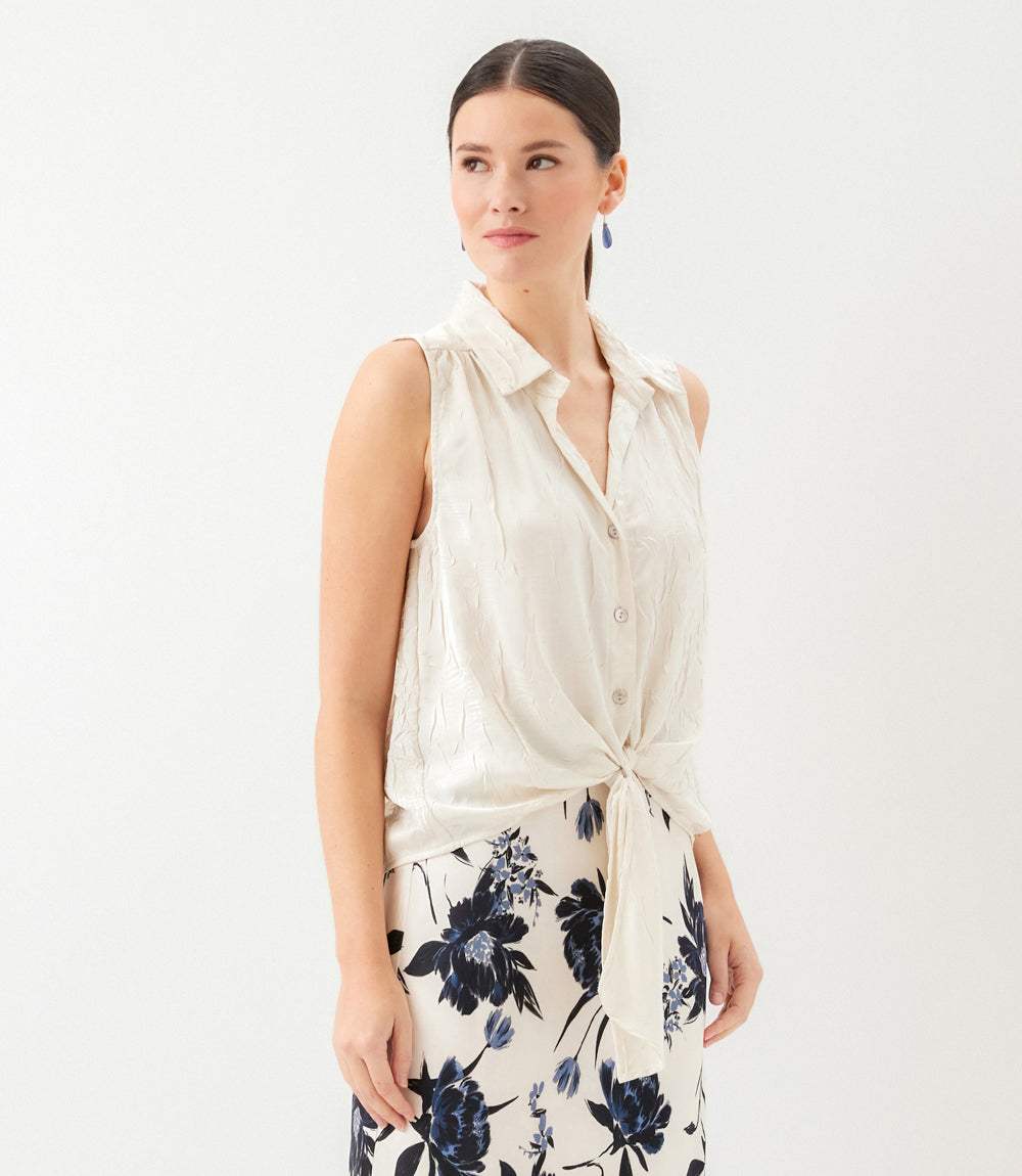 Sleeveless Tie-Front Top