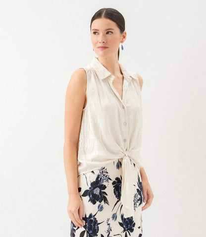 Sleeveless Tie-Front Top