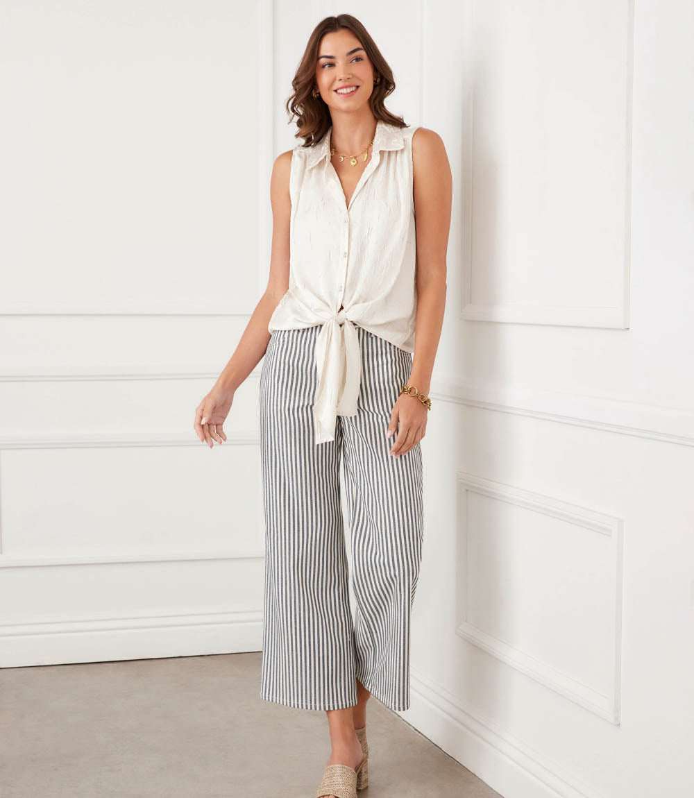 Sleeveless Tie-Front Top