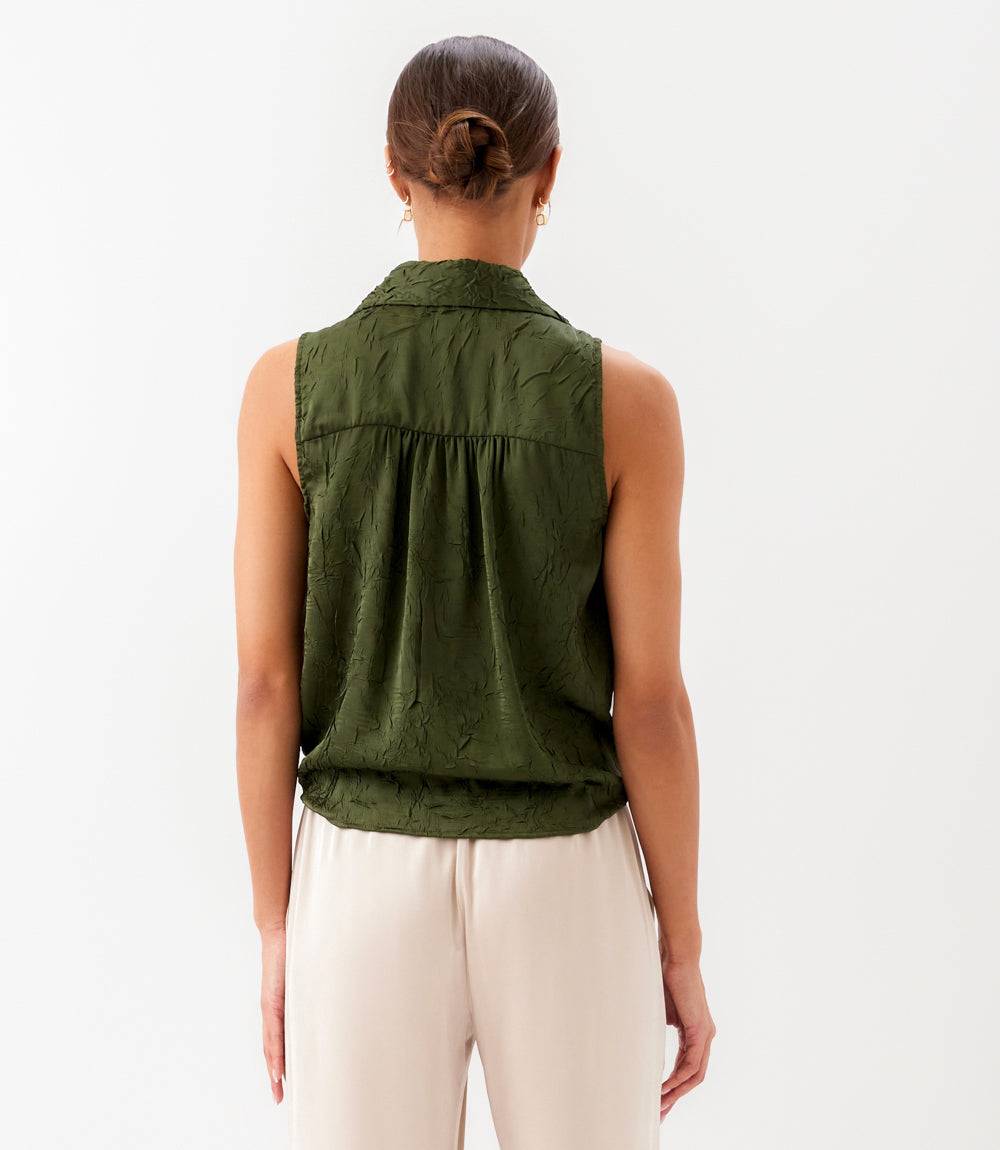 Sleeveless Tie-Front Top