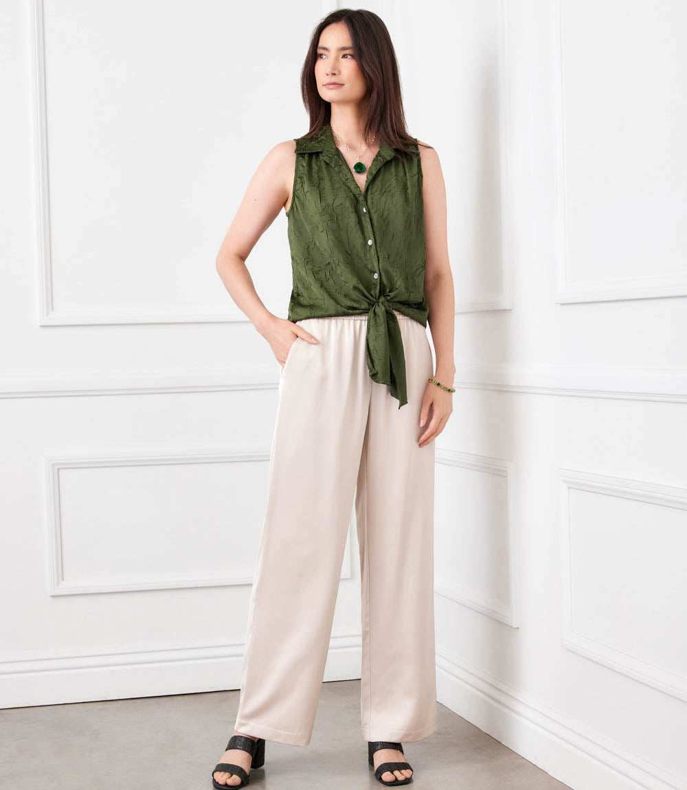 Sleeveless Tie-Front Top