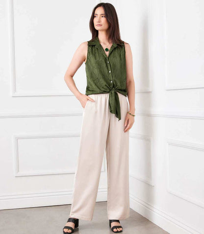 Sleeveless Tie-Front Top