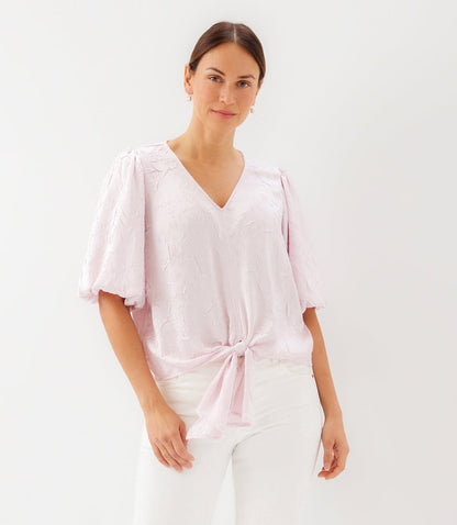 Puff Sleeve Tie-Front Top