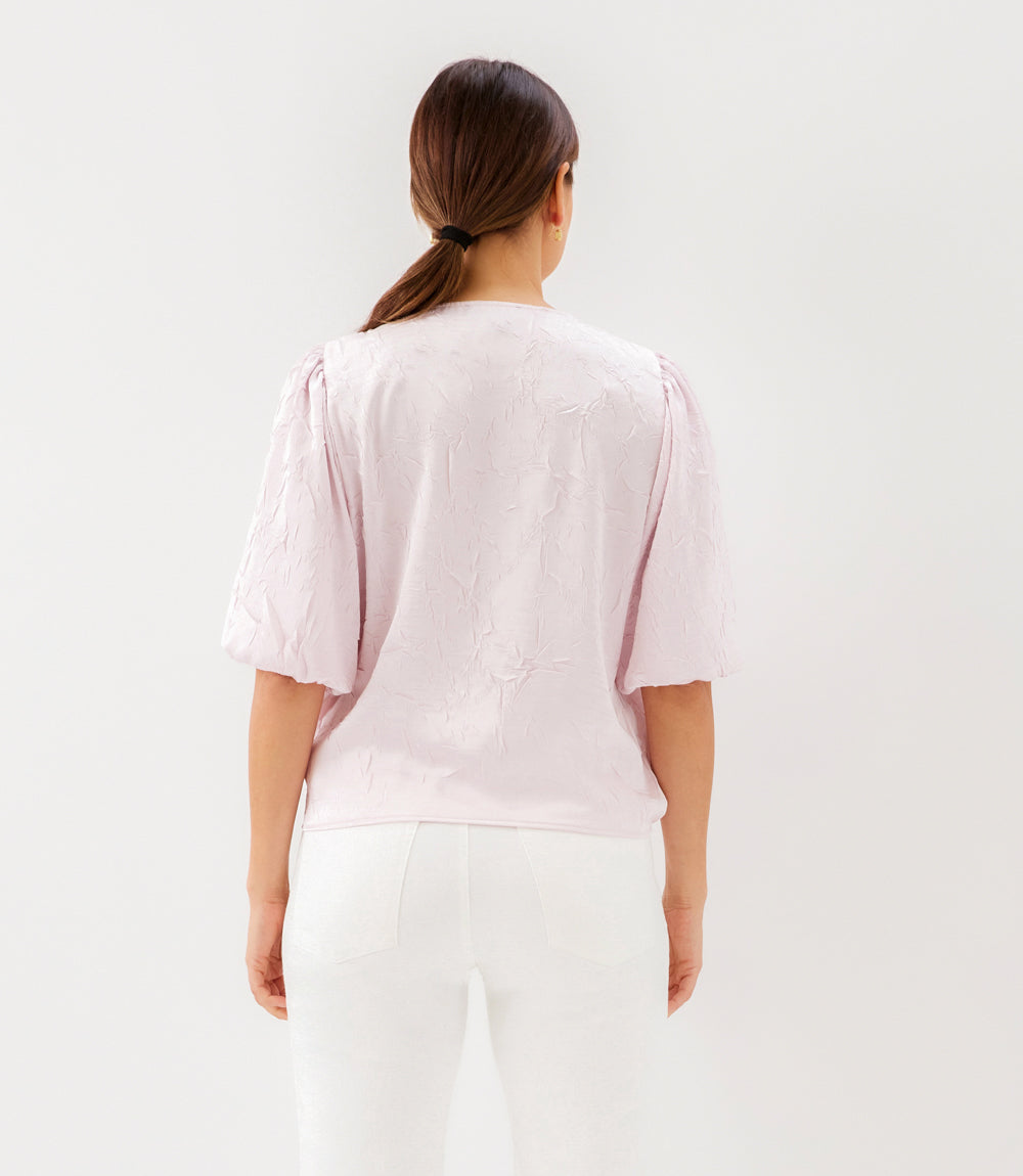 Puff Sleeve Tie-Front Top