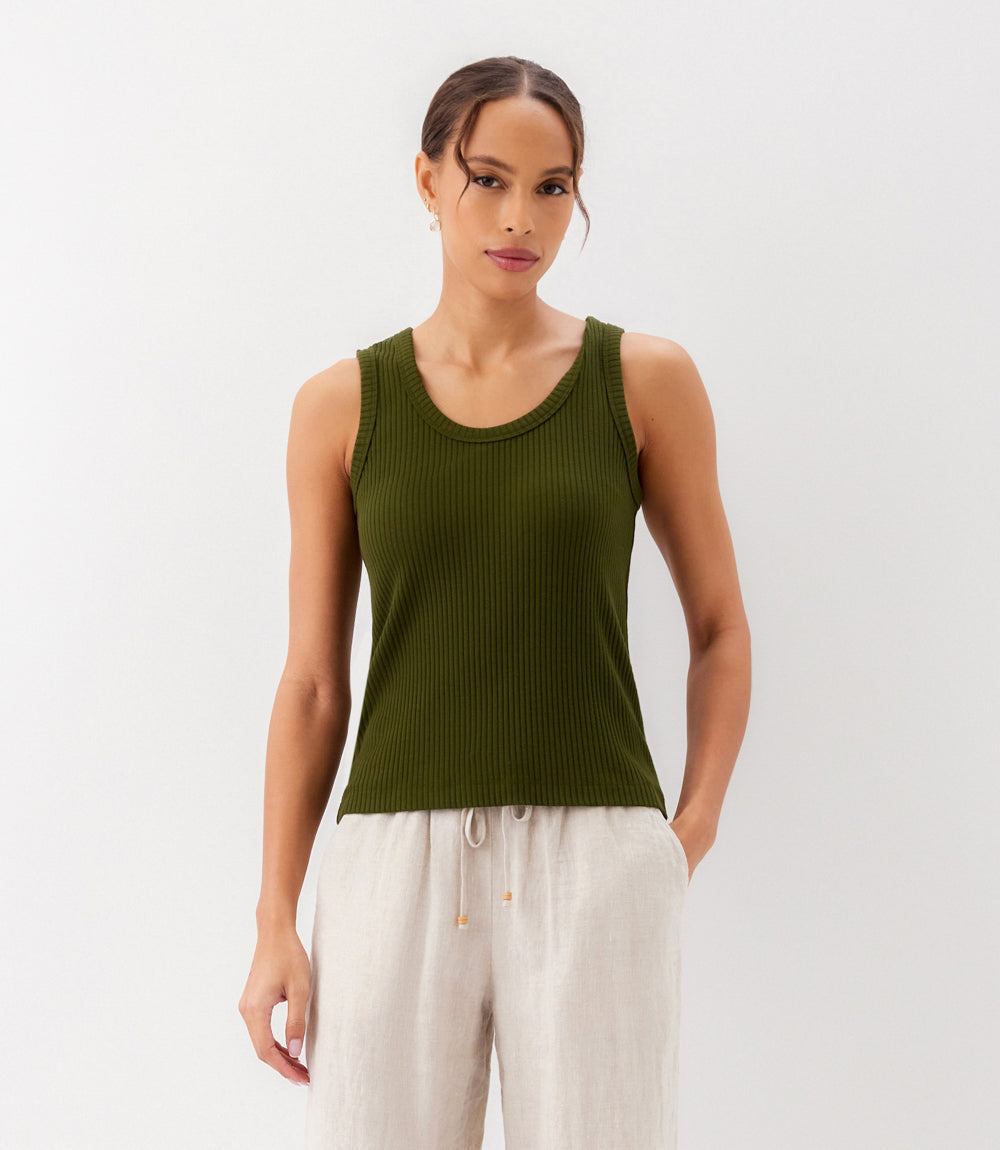 Ribbed Scoop Neck Tank