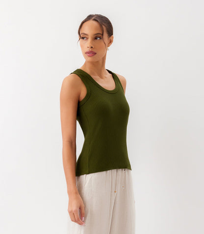Ribbed Scoop Neck Tank