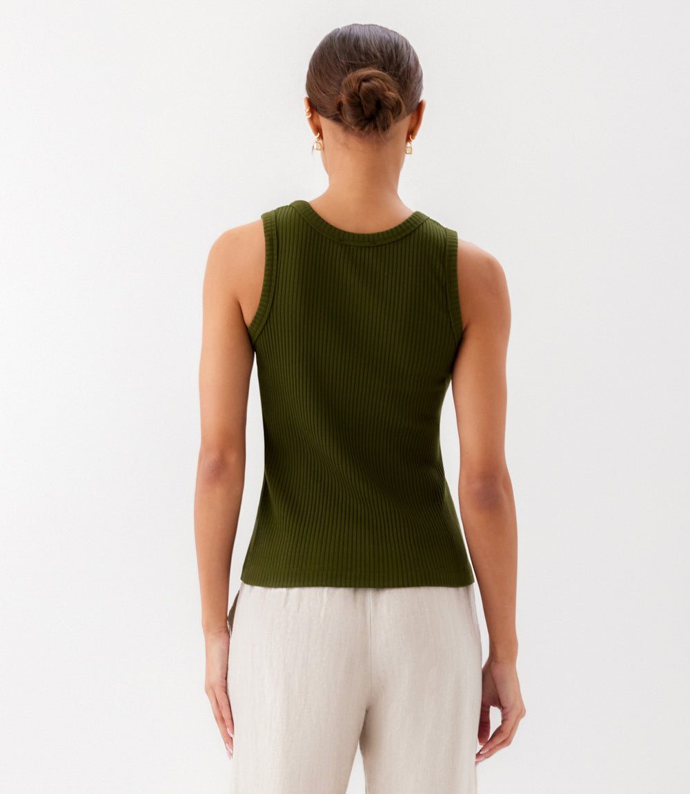 Ribbed Scoop Neck Tank