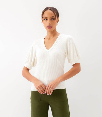 Ribbed Short Sleeve Top