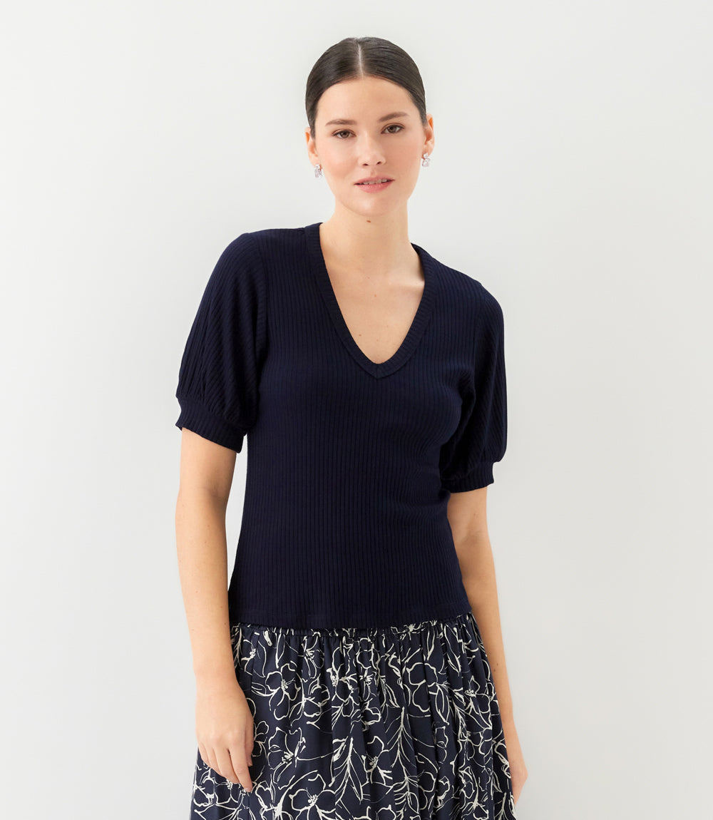 Ribbed Short Sleeve Top