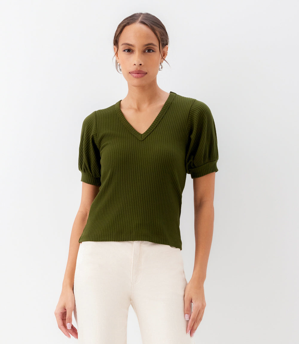 Ribbed Short Sleeve Top