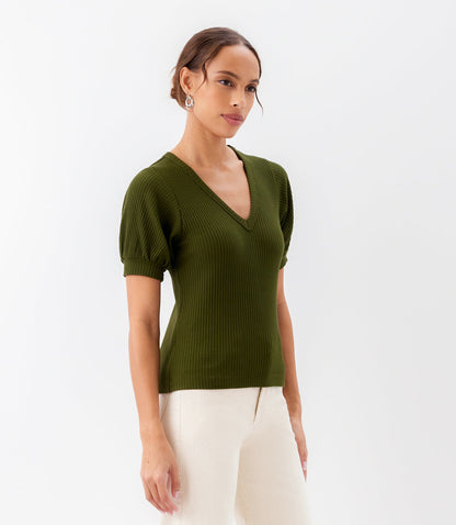 Ribbed Short Sleeve Top