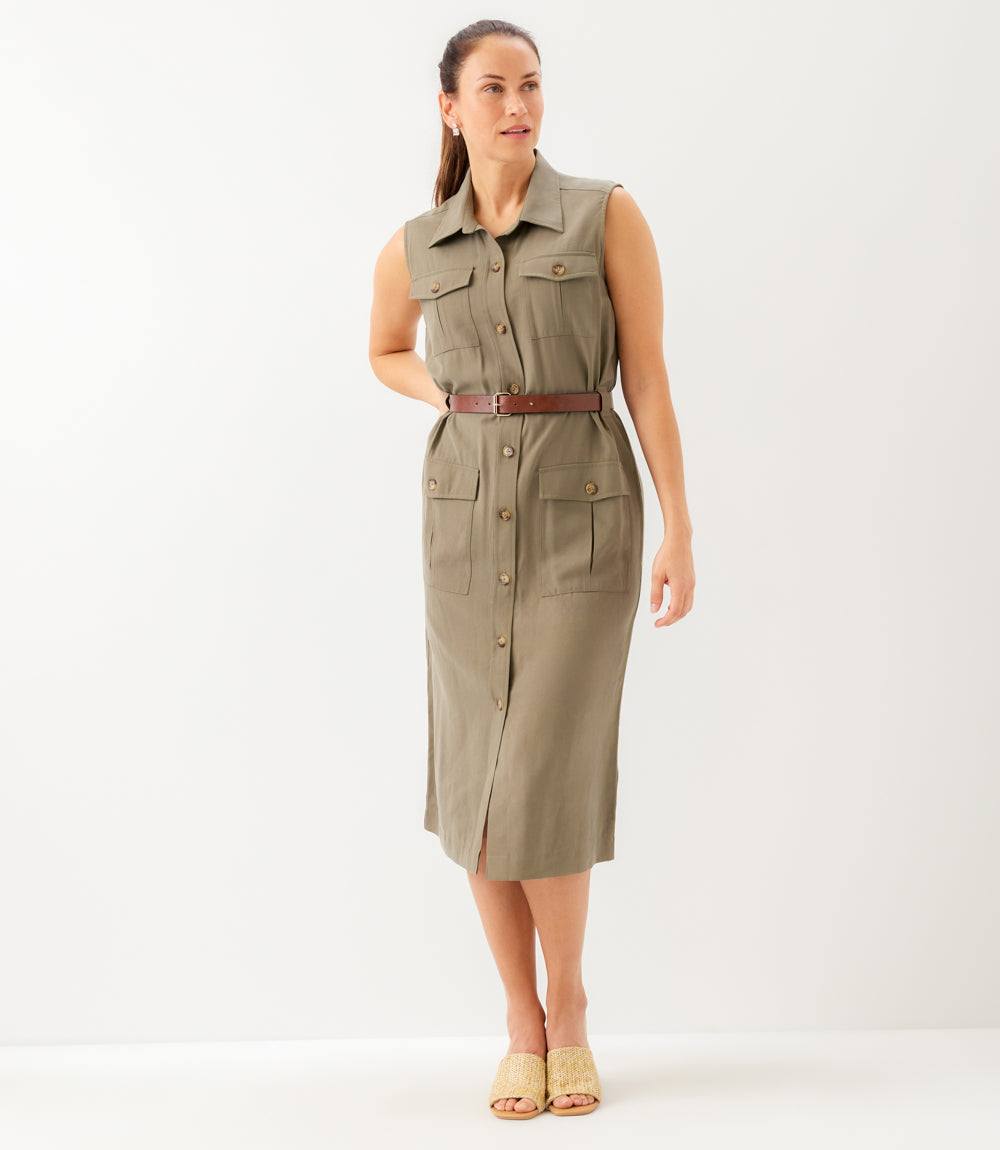 Sleeveless Midi Shirtdress