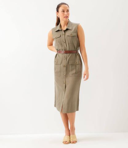 Sleeveless Midi Shirtdress