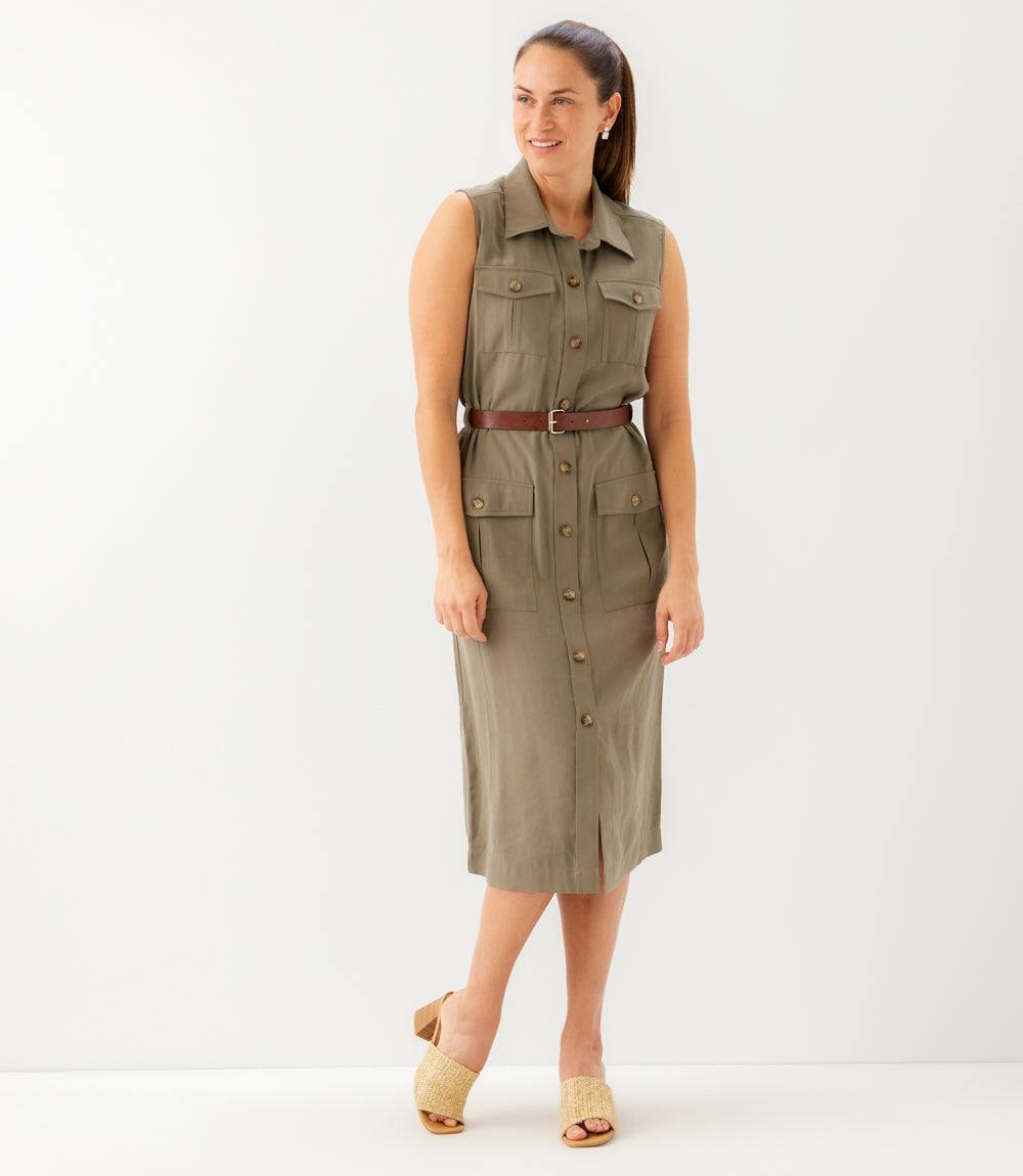 Sleeveless Midi Shirtdress