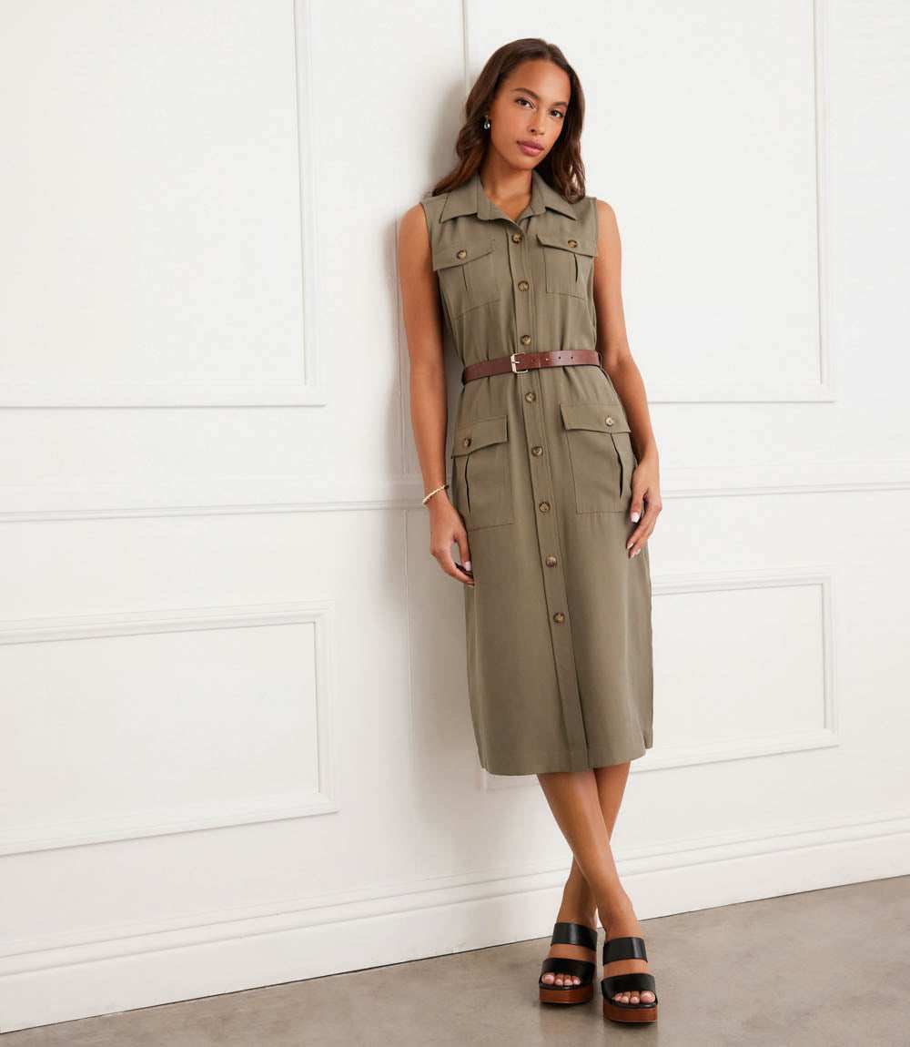 Sleeveless Midi Shirtdress