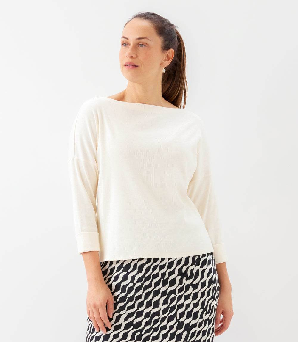 Ribbed Boatneck Top