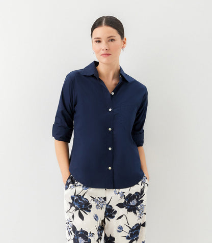 Ruched Sleeve Button-Up Shirt