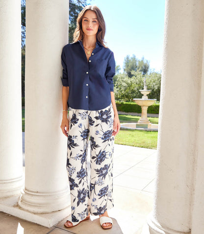Ruched Sleeve Button-Up Shirt