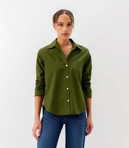 Ruched Sleeve Button-Up Shirt