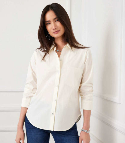 Ruched Sleeve Button-Up Shirt