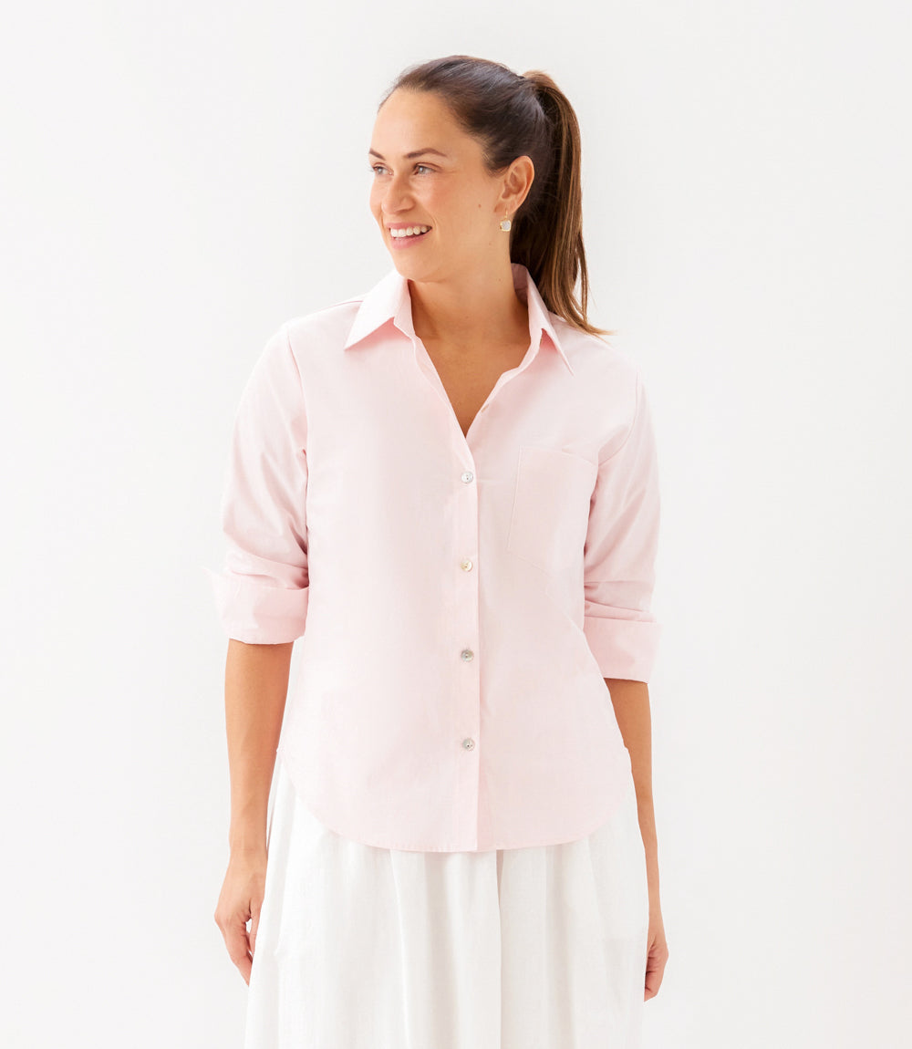 Ruched Sleeve Button-Up Shirt