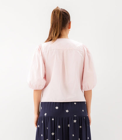 Puff Sleeve Pearl Button Top