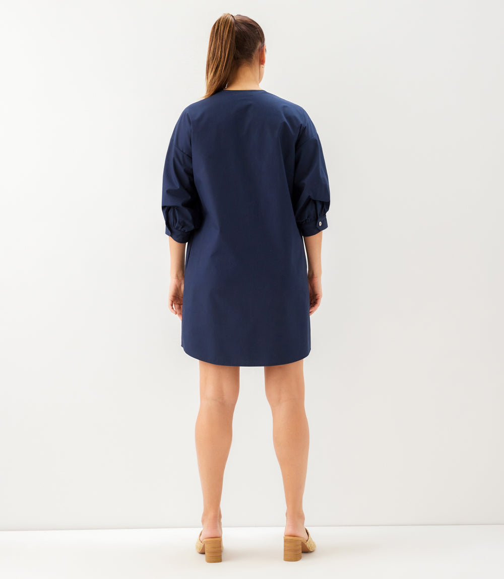 Lantern Sleeve Button-Front Dress